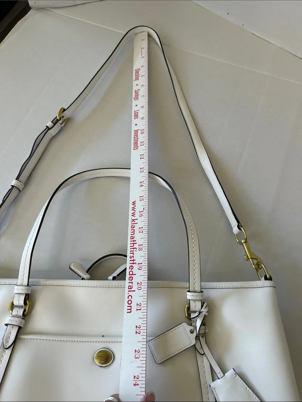 COACH PEYTON LEATHER JORDAN DOUBLE ZIP TOP TOTE CARRYALL IVORY COLOR